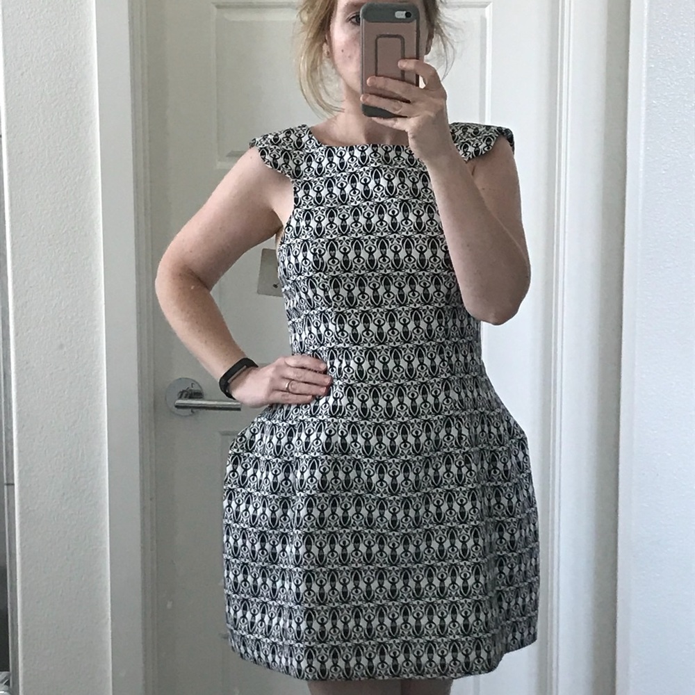 Angel Biba Black and White Cutout Mini Dress